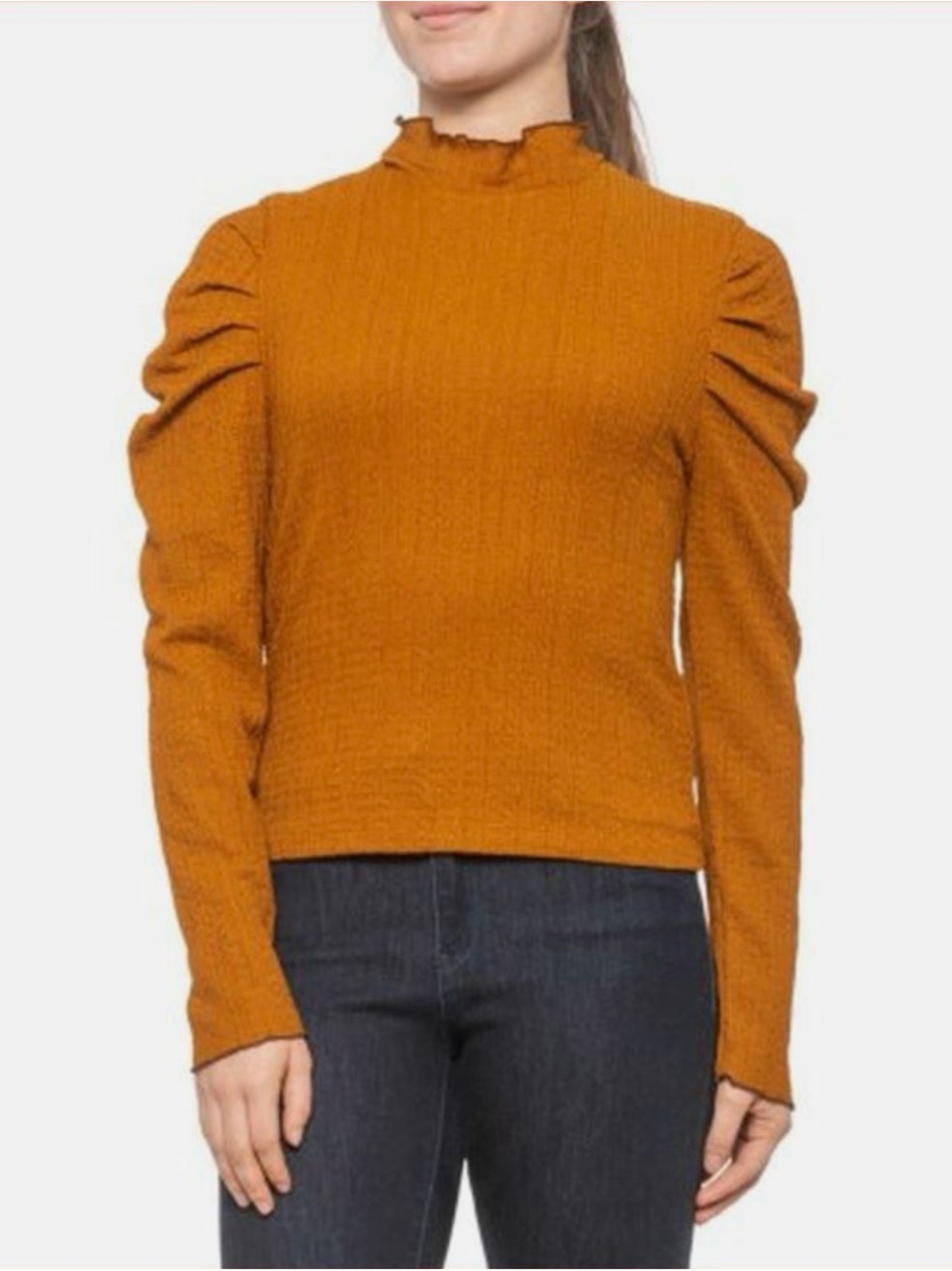 Free People Ella Mock Neck Long Sleeve Top Size M